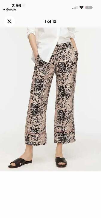 J.Crew Pants - J.Crew Peyton High-Rise Leopard Print Linen-Lyocell Blend Wide-Leg Cropped Pants